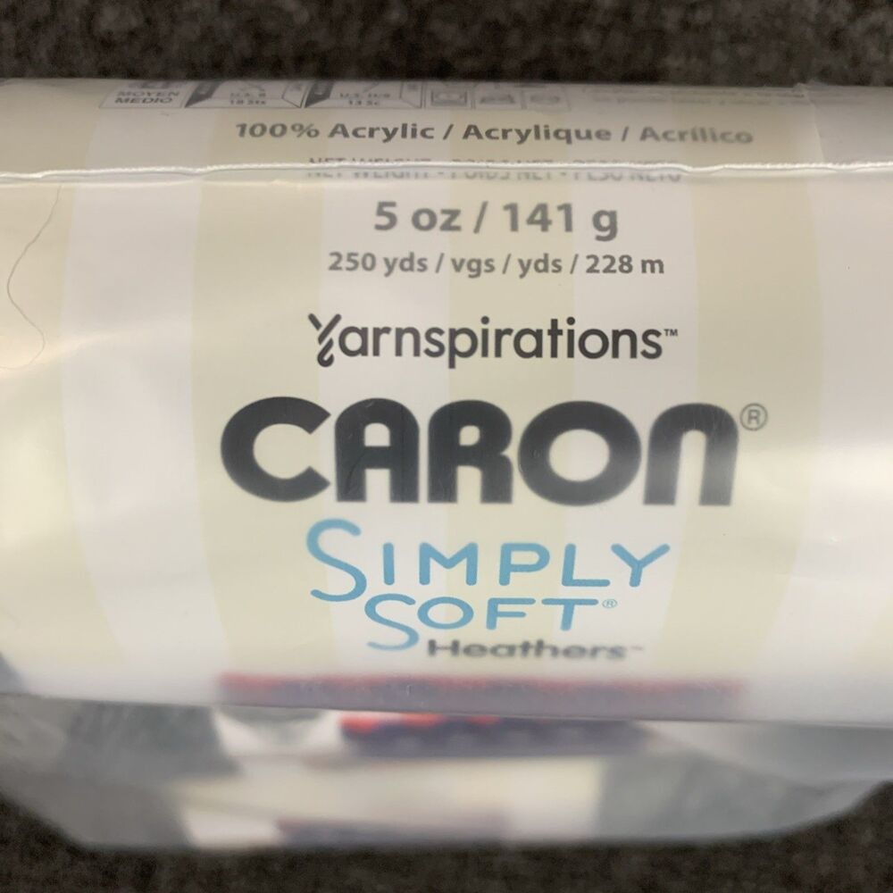 Lot Of 3 Yarnspirations Caron Simply Soft Heathers 5oz Gray Heather 4 Medium New - Picture 2 of 4